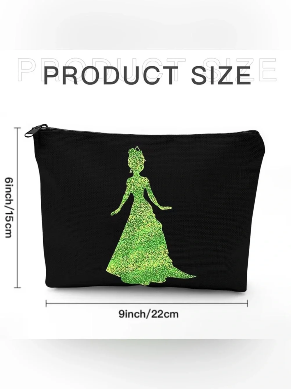 NWT-Princess Tiana 9”x6” Double-Sided Artwork Cosmetic Make-Up Bag